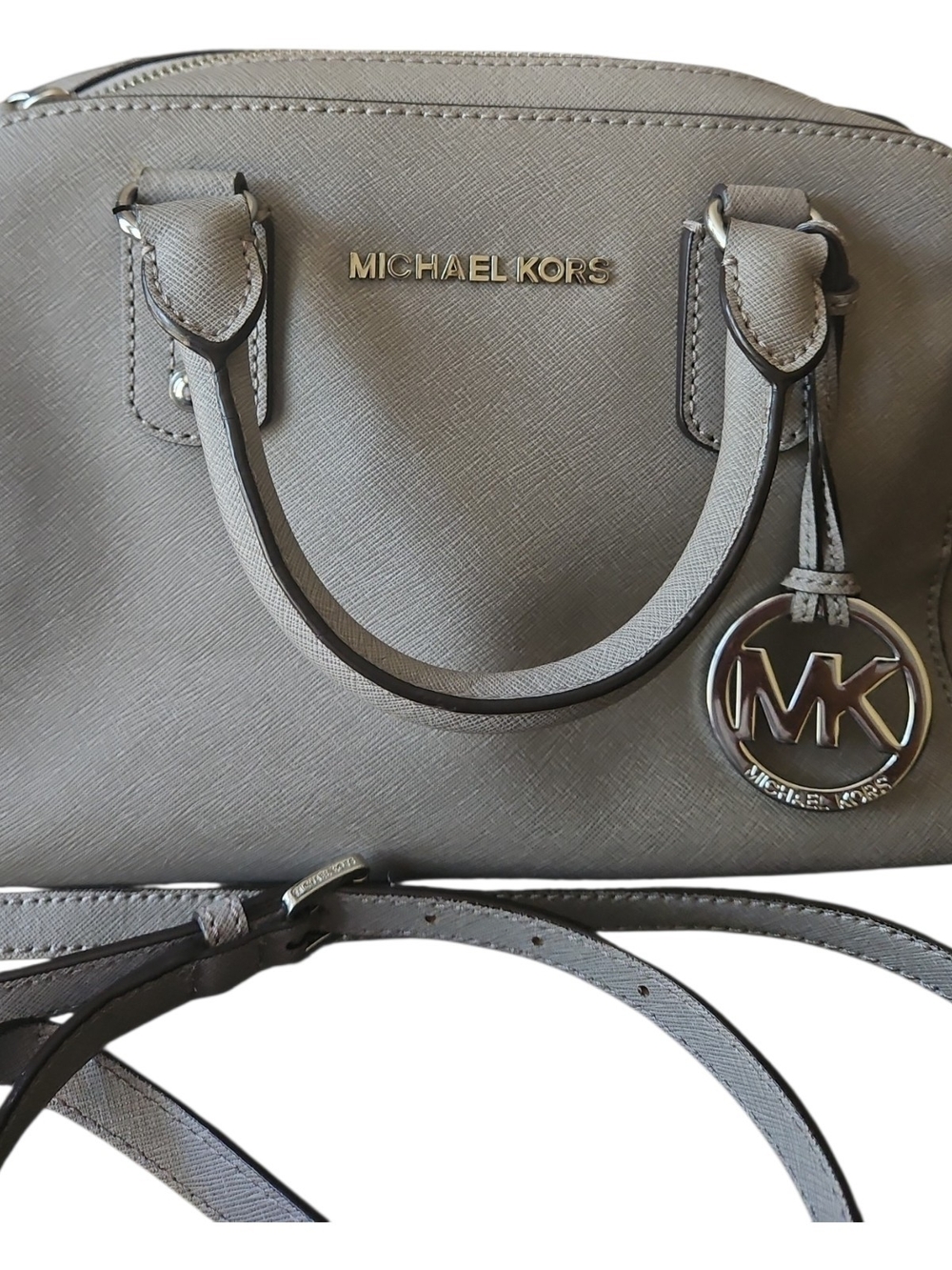 Michael Kors Gray Saffiano Leather Satchel - Picture 3 of 13